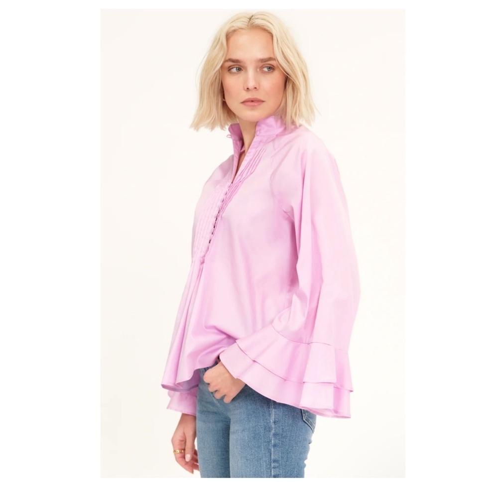 Harshman | Nagisa Ruffle Cuff Pin Tuck Popover Shirt Orchid | 2X - Picture 4 of 14